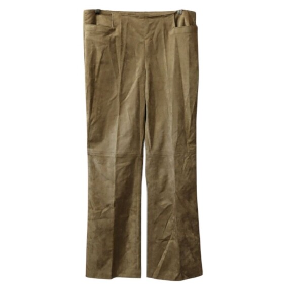 Liz Claiborne Tan Trousers  Relaxed Fit Wide Leg Michaela Faux Suede Pants  12 - Picture 1 of 13